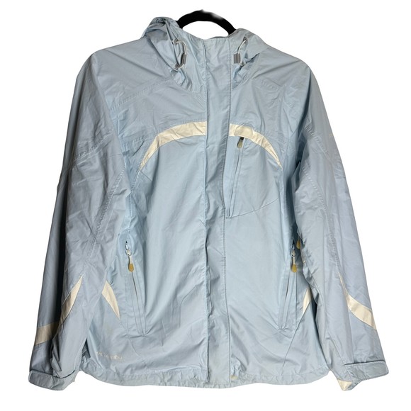 Columbia Titanium Womenss Sportswear Hooded Rain Jacket Shell Blue Full Zip S - Picture 1 of 12